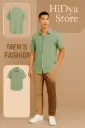 Textured Sage Green Short Sleeve Shirt – HiDya Store